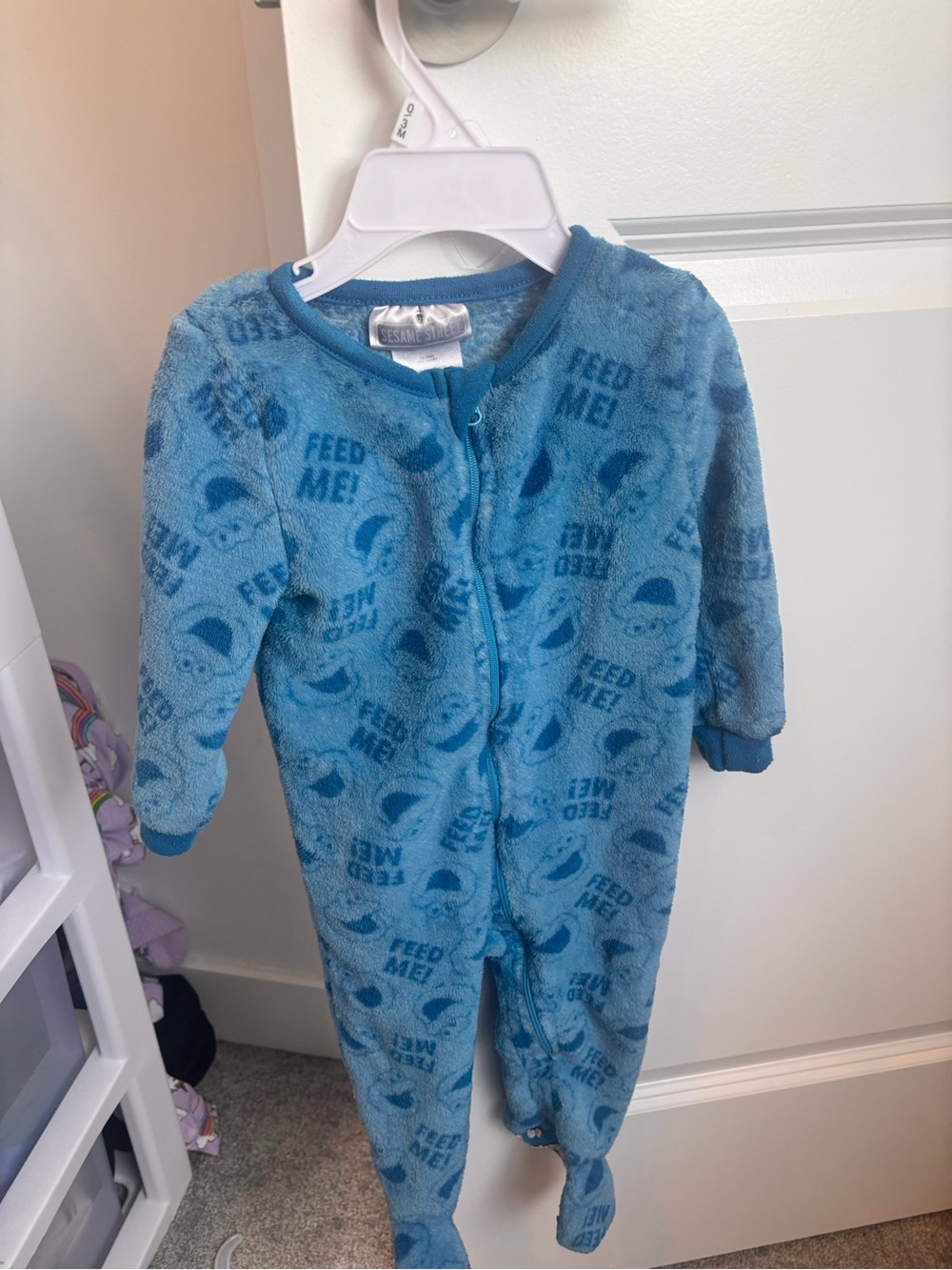 Carter's Blue Cookie Monster Fleece Footie Pajamas
